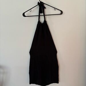 bamba swim black knit open back backless halter tie mini dress🖤